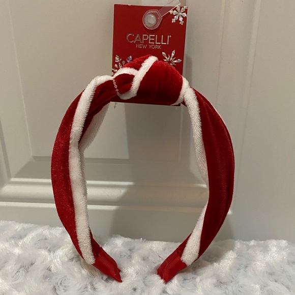🎄🎄Capelli Ladies Christmas/Holiday Red & White Knotted Headband - Picture 2 of 9